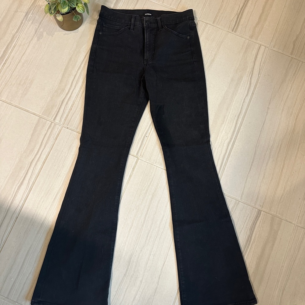 Express Women's Dark Flare Jeans - LONG
